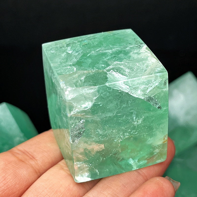 Natural  Green fluorite cube Heal ing Gemstone Home Decor gift