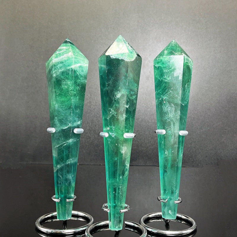 Natural Blue green fluorite scepter Heal ing Gemstone Home Decor