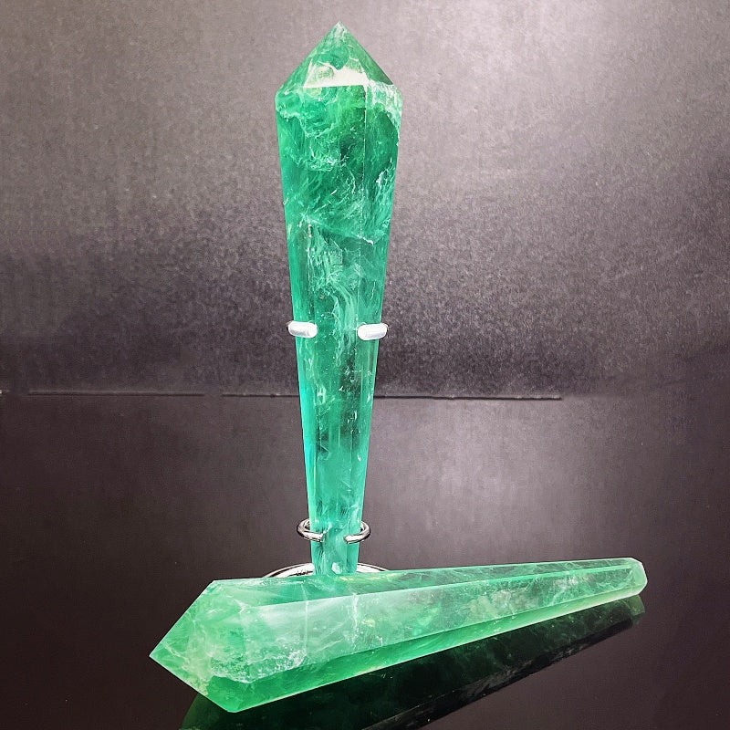 Natural Blue green fluorite scepter Heal ing Gemstone Home Decor