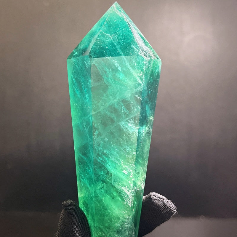 Natural Blue green fluorite scepter Heal ing Gemstone Home Decor