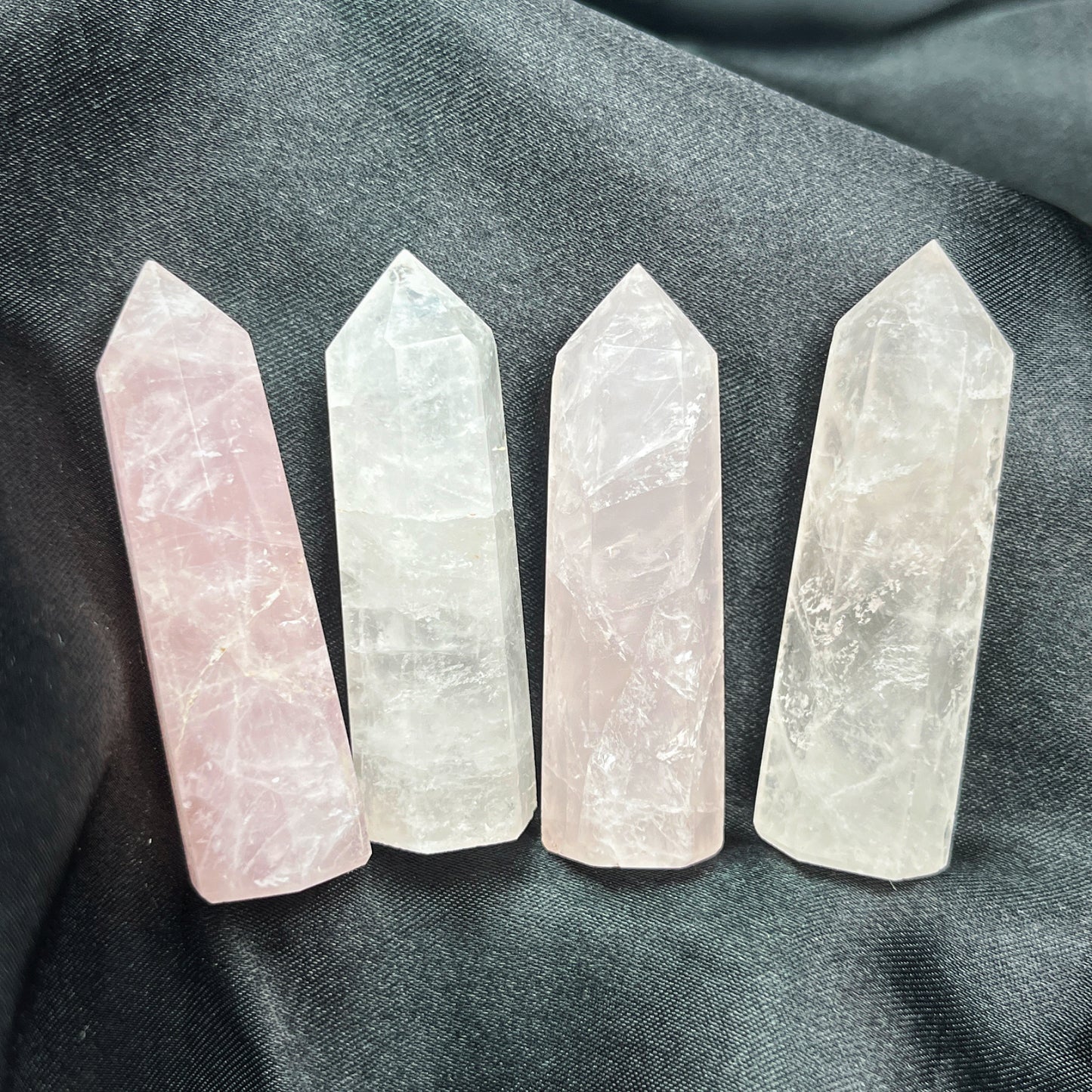 Natural Pink crystal single pointed pillar Heal ing Gemstone Home Decor