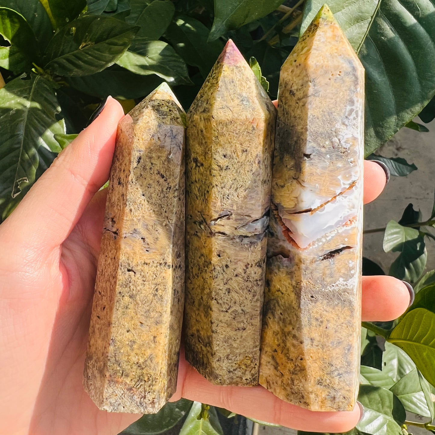 Natural Agate crystal single pointed pillar Heal ing Gemstone Home Decor