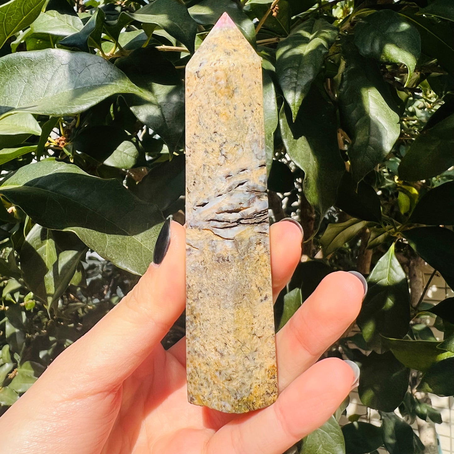 Natural Agate crystal single pointed pillar Heal ing Gemstone Home Decor