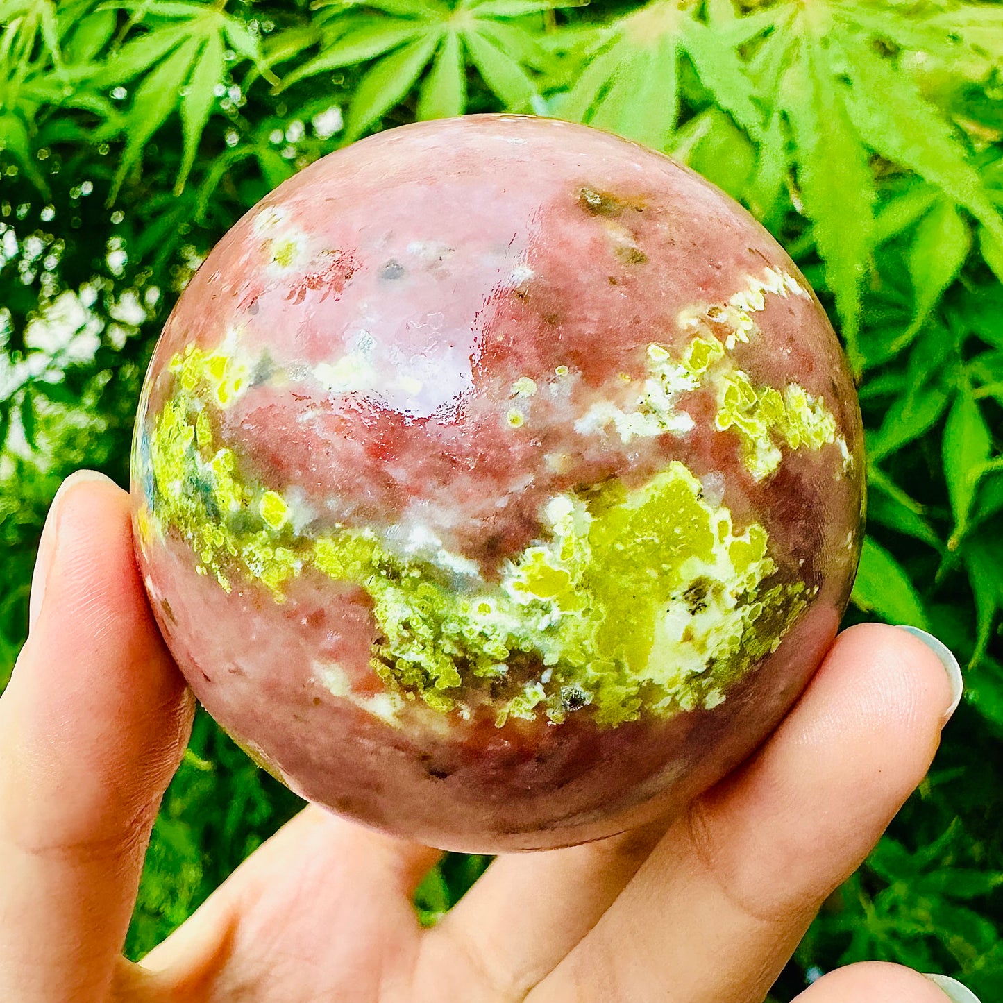 Natural Lotus tourmaline ball Heal ing Gemstone Home Decor