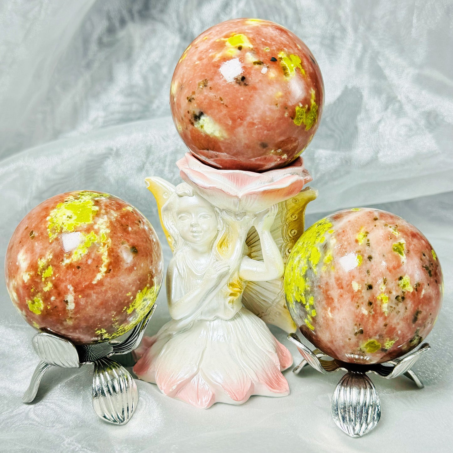 Natural Lotus tourmaline ball Heal ing Gemstone Home Decor
