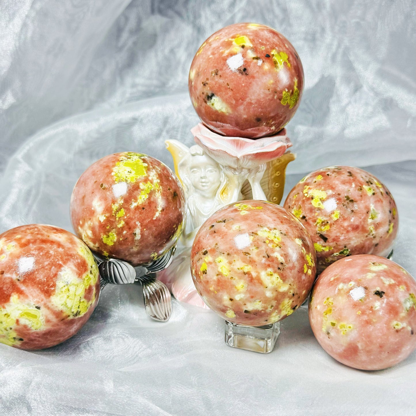 Natural Lotus tourmaline ball Heal ing Gemstone Home Decor