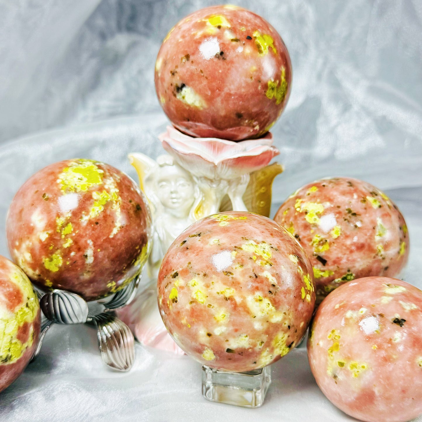 Natural Lotus tourmaline ball Heal ing Gemstone Home Decor
