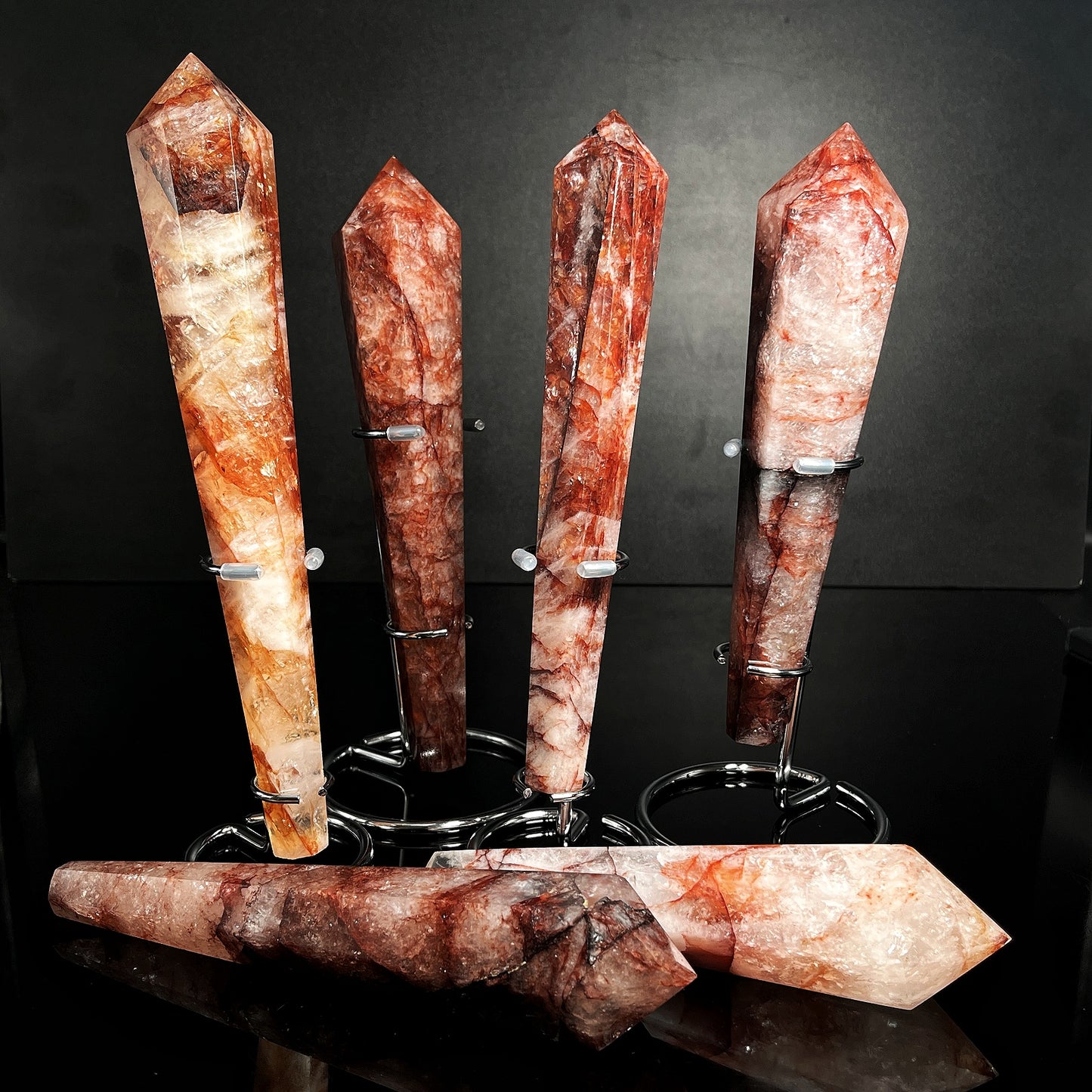 Natural Red Gum Flower Scepter Heal ing Gemstone Home Decor