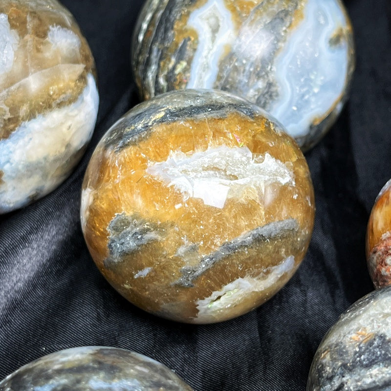 Natural Thousand layer fluorite agate ball Heal ing Gemstone Home Decor