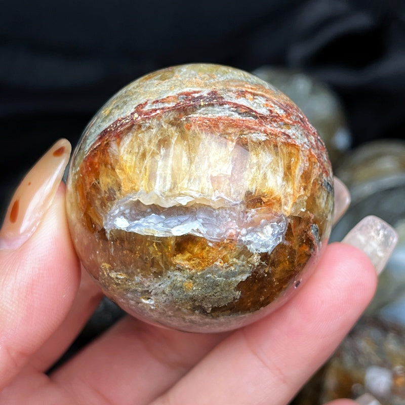 Natural Thousand layer fluorite agate ball Heal ing Gemstone Home Decor