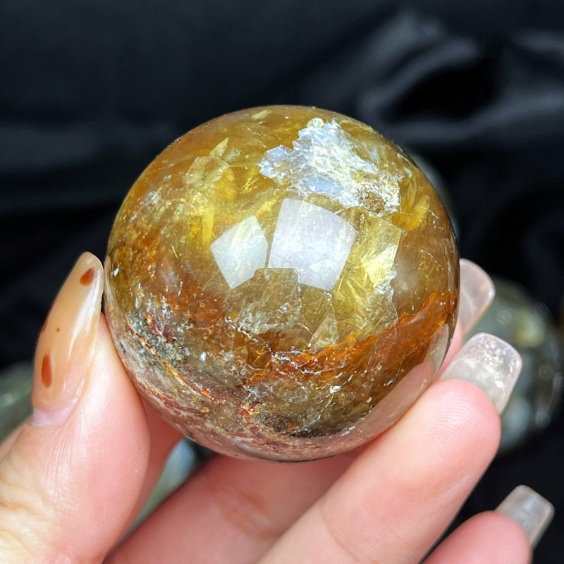 Natural Thousand layer fluorite agate ball Heal ing Gemstone Home Decor