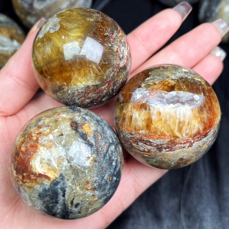 Natural Thousand layer fluorite agate ball Heal ing Gemstone Home Decor
