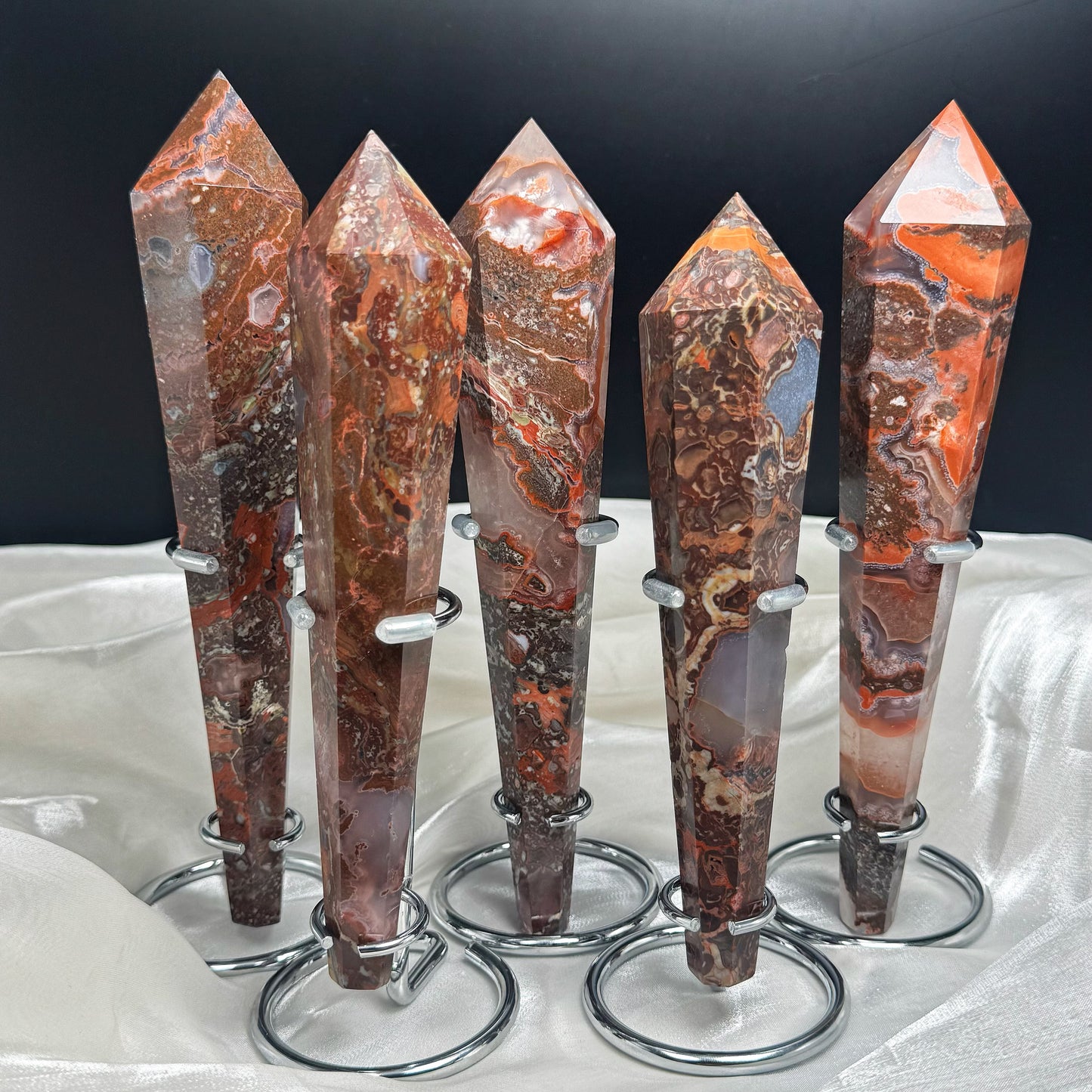 Natural Golden Flower Agate Scepter Heal ing Gemstone Home Decor