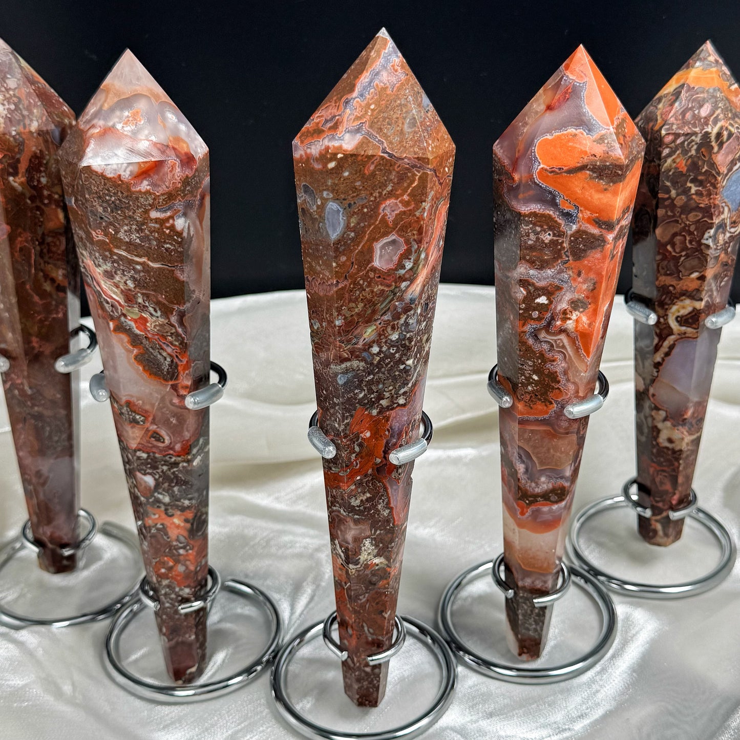 Natural Golden Flower Agate Scepter Heal ing Gemstone Home Decor