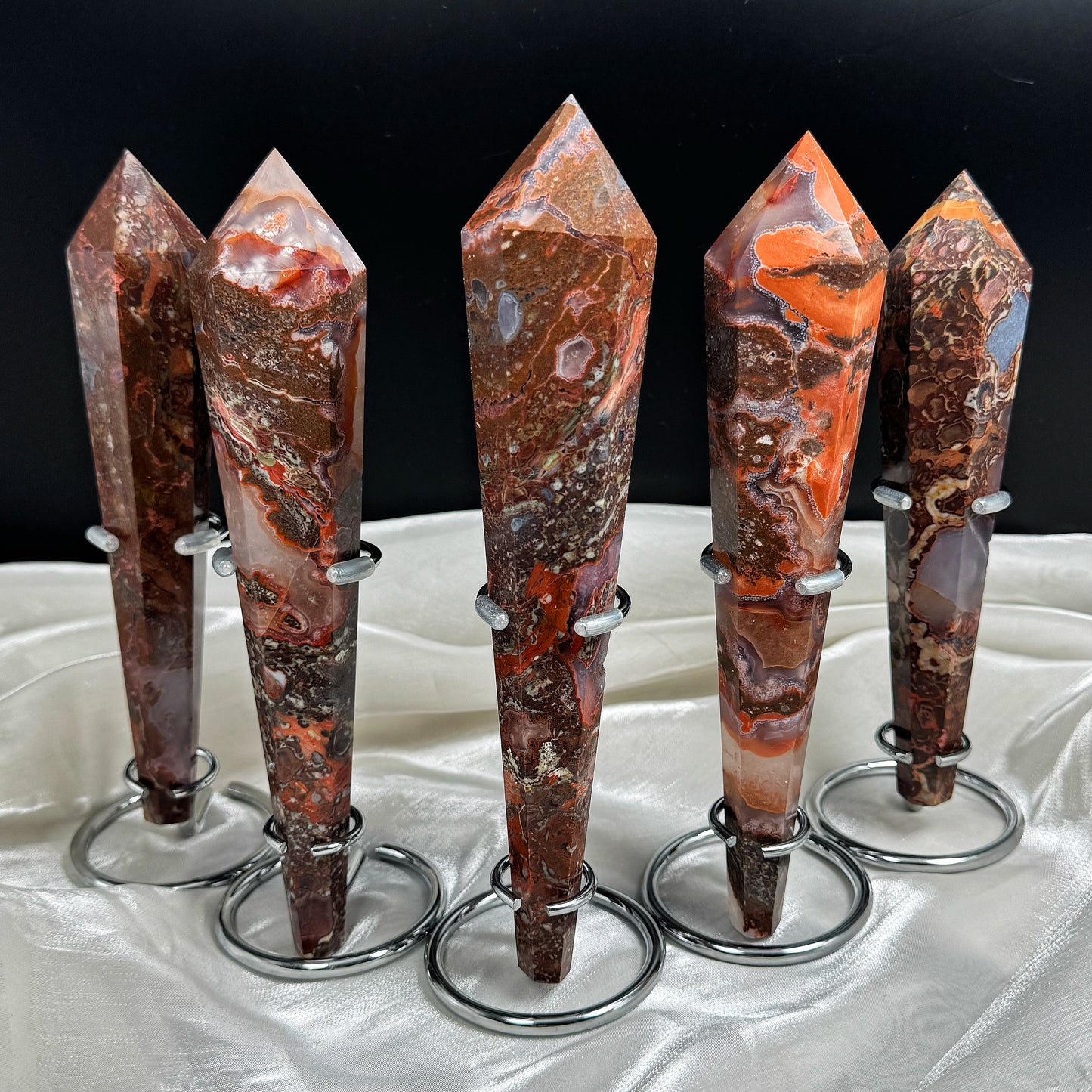 Natural Golden Flower Agate Scepter Heal ing Gemstone Home Decor