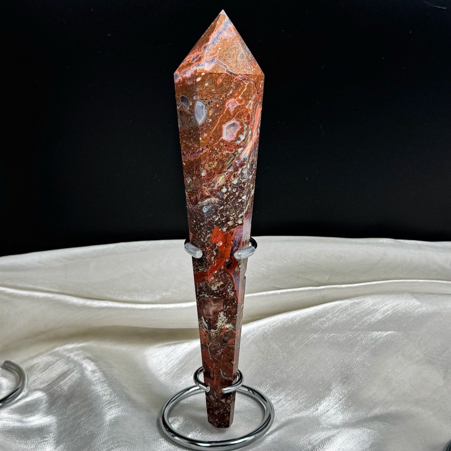 Natural Golden Flower Agate Scepter Heal ing Gemstone Home Decor