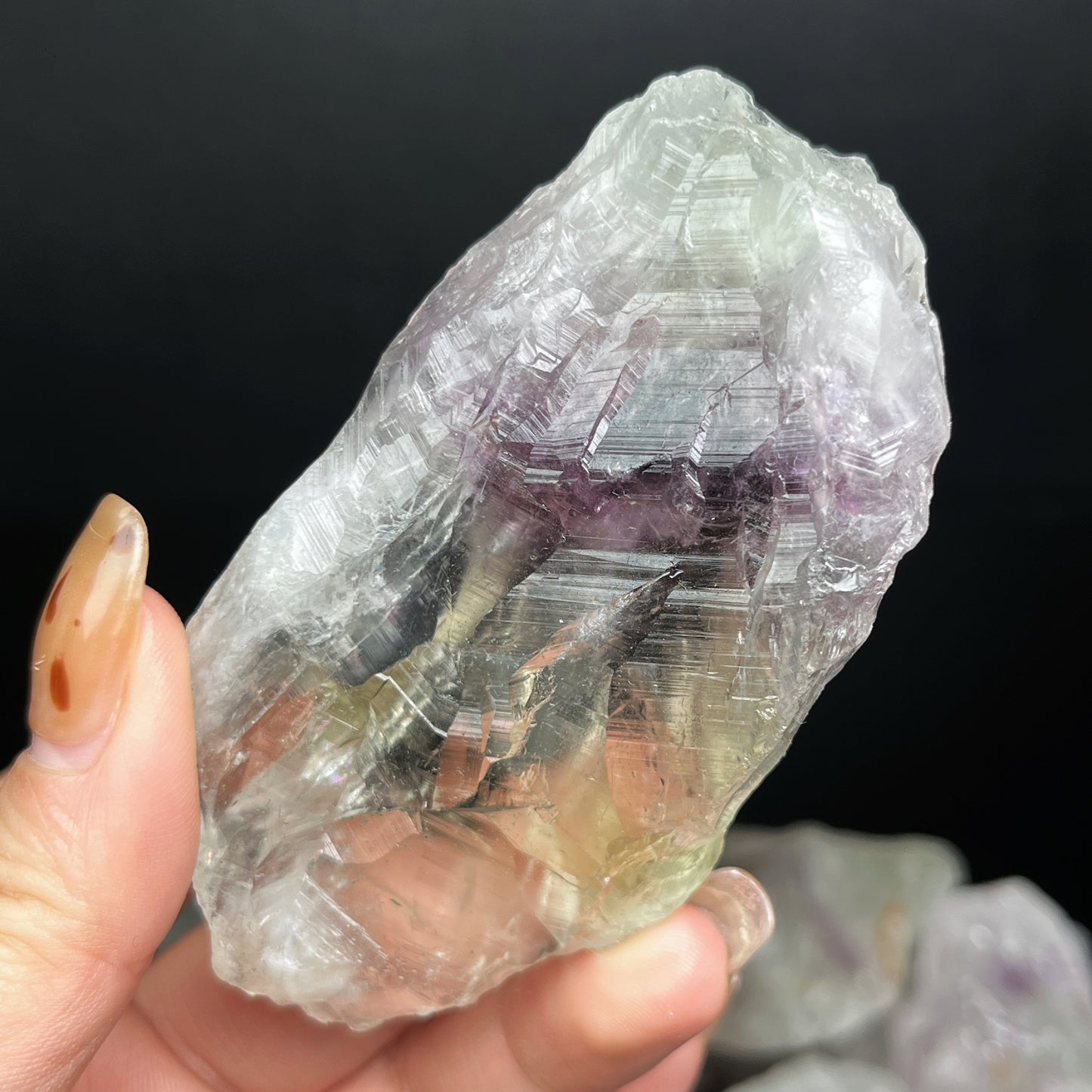 Natural Purple and Green Fluorite Wand Heal ing Gemstone Home Decor