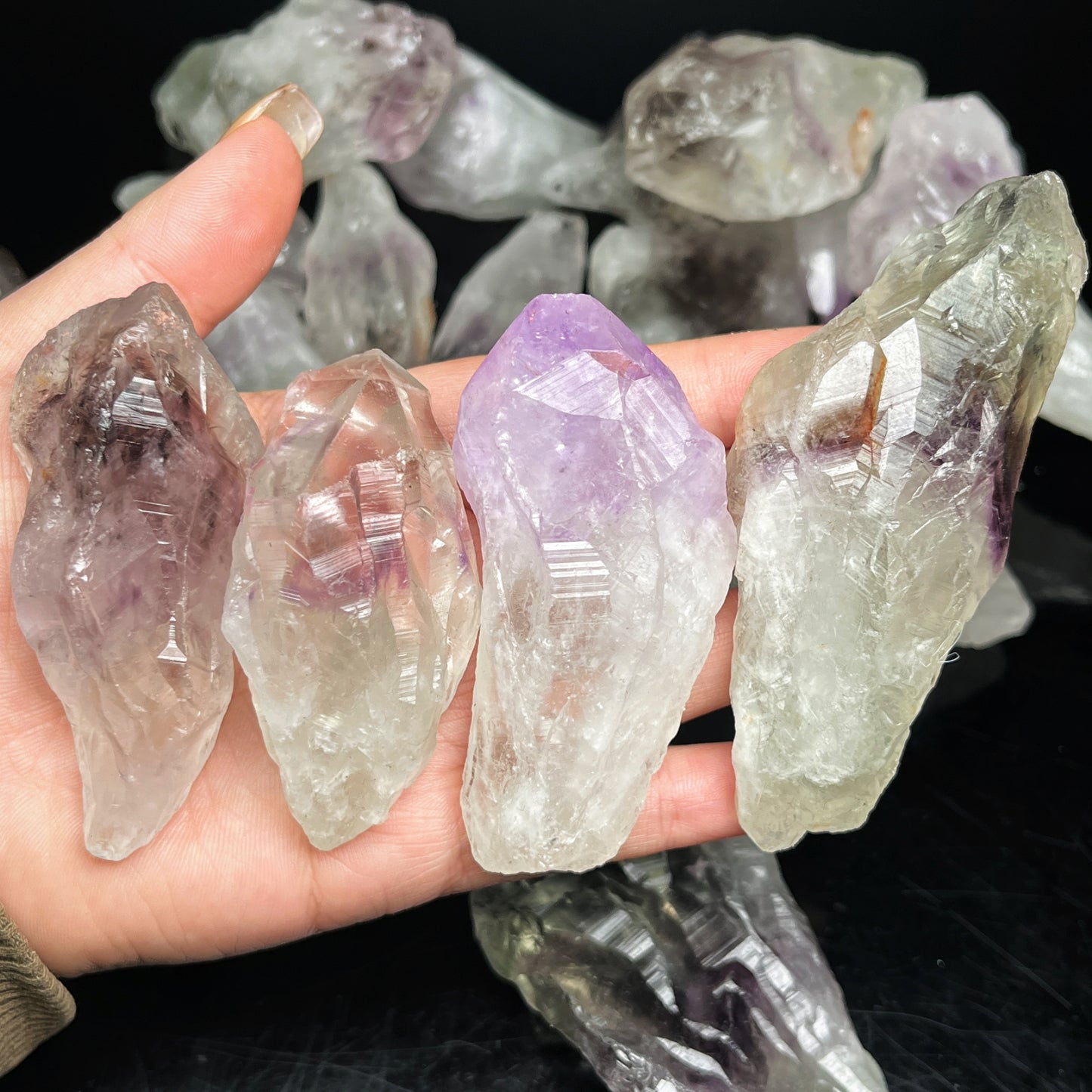 Natural Purple and Green Fluorite Wand Heal ing Gemstone Home Decor