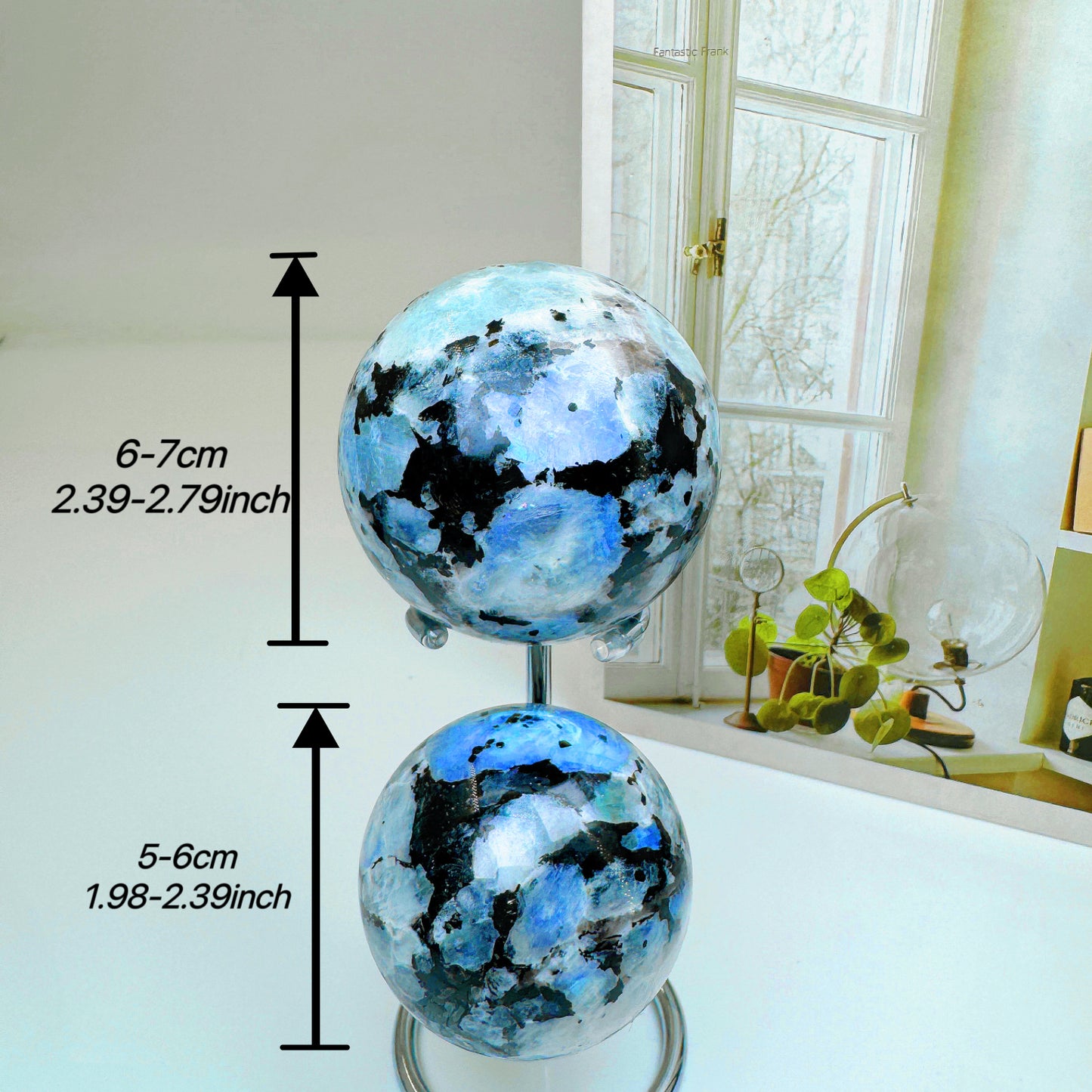 black and white moon stone sphere