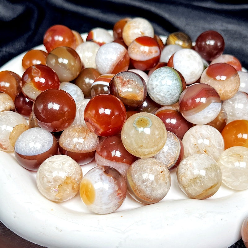 Natural Red wrapped agate ball Heal ing Gemstone Home Decor