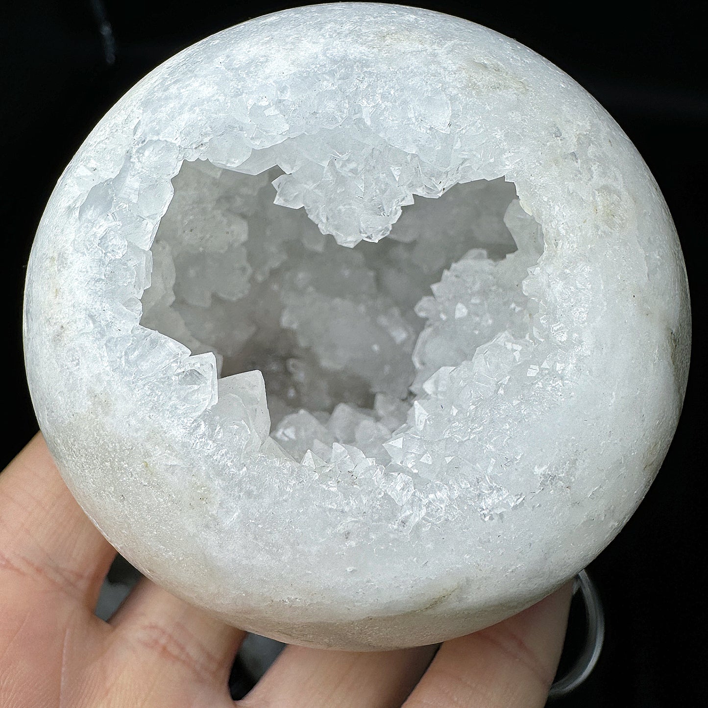 white druzy agate sphere