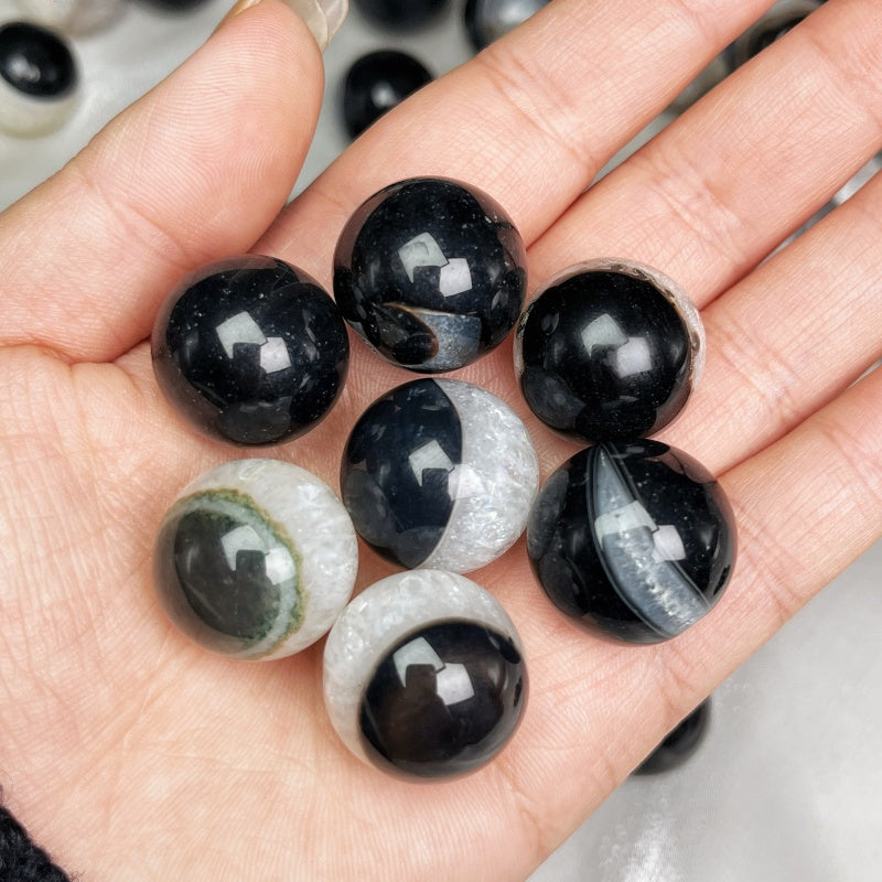 Natural Black wrapped agate ball Heal ing Gemstone Home Decor