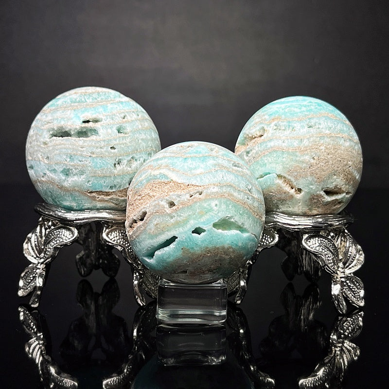 Natural Blue heteropolar stone ball Heal ing Gemstone Home Decor