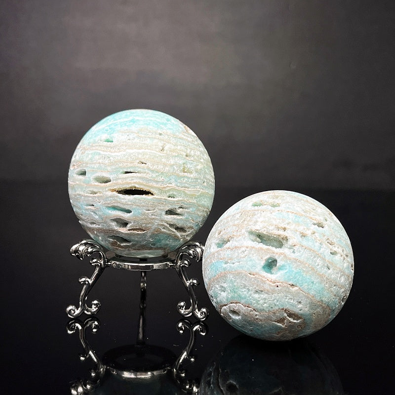 Natural Blue heteropolar stone ball Heal ing Gemstone Home Decor