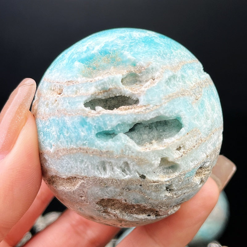 Natural Blue heteropolar stone ball Heal ing Gemstone Home Decor