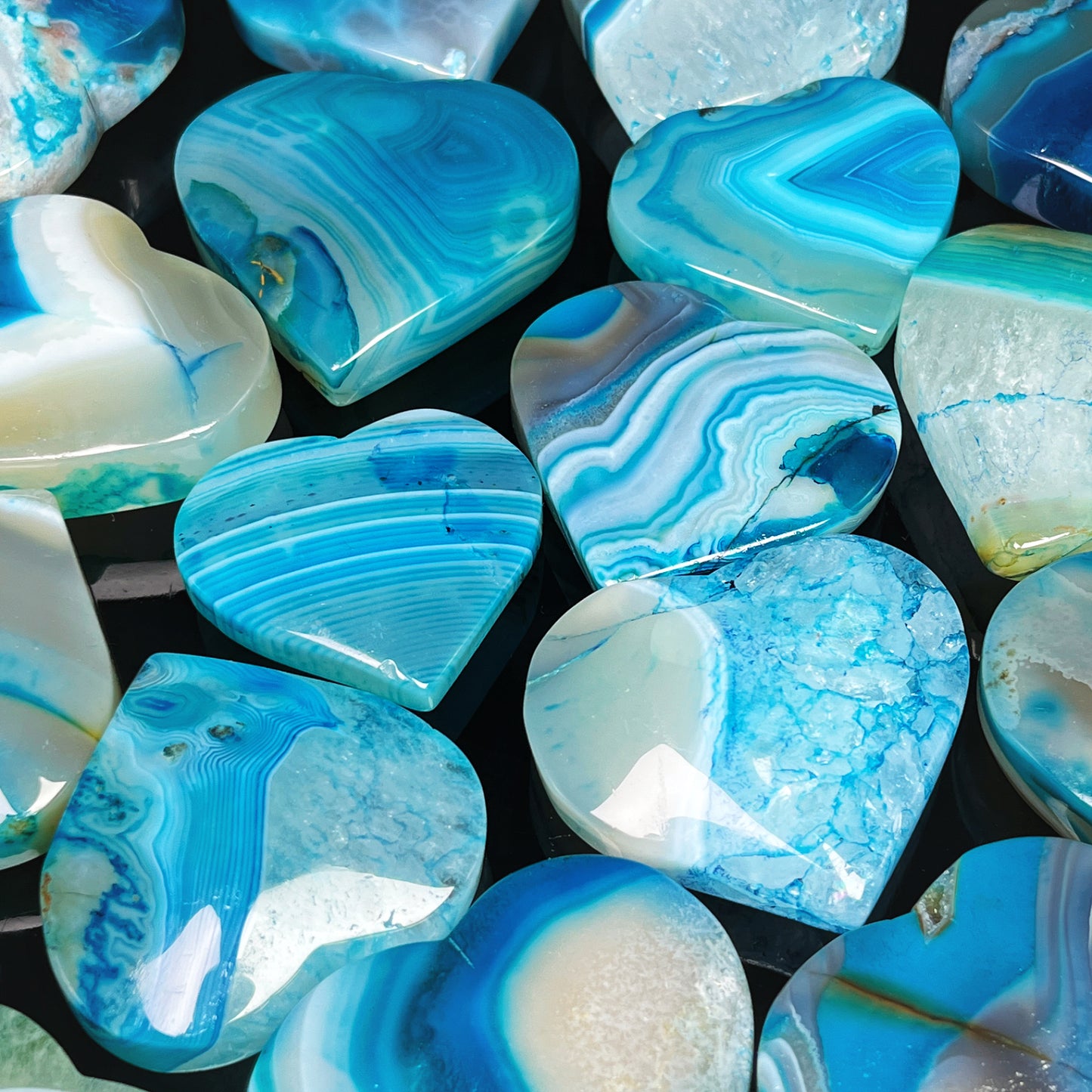 Natural Blue wrapped agate heart Heal ing Gemstone Home Decor