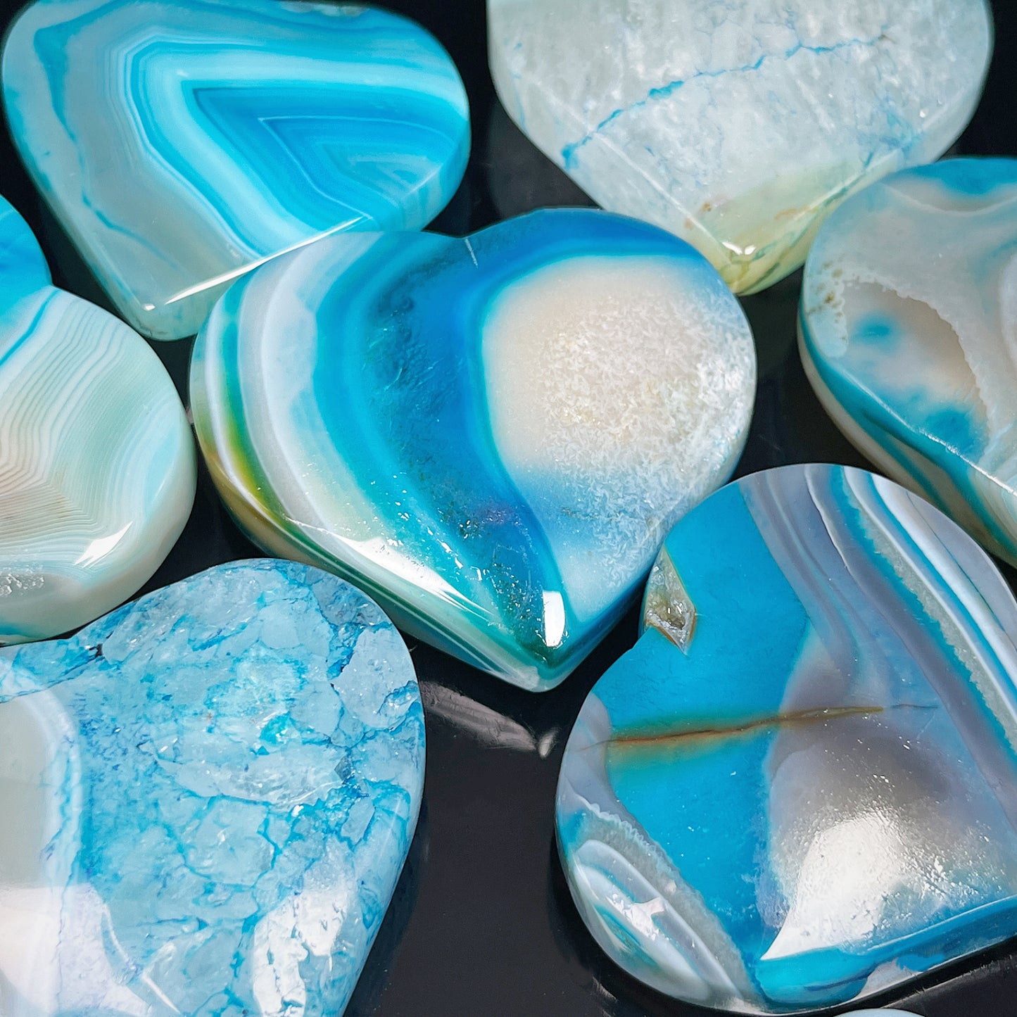 Natural Blue wrapped agate heart Heal ing Gemstone Home Decor