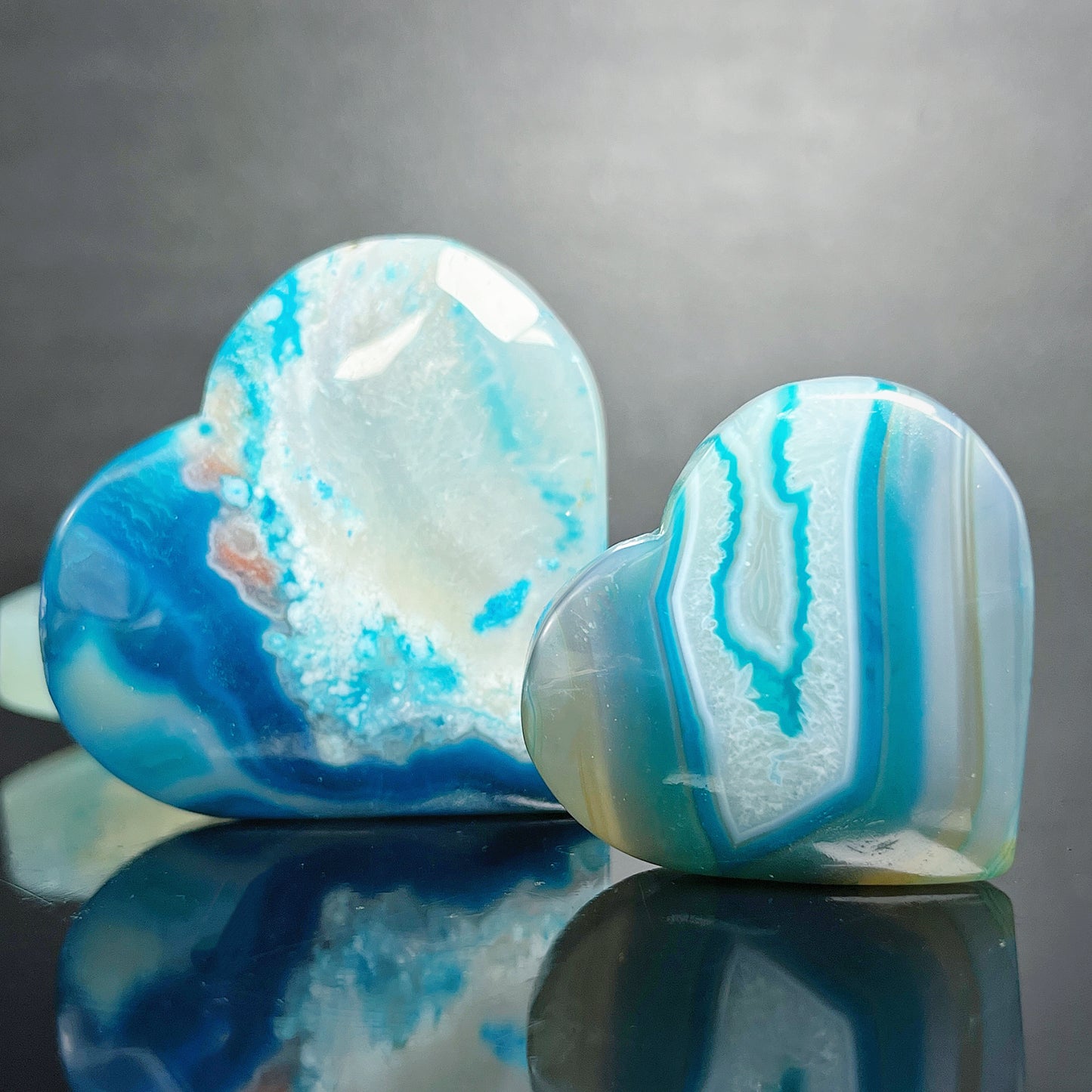 Natural Blue wrapped agate heart Heal ing Gemstone Home Decor