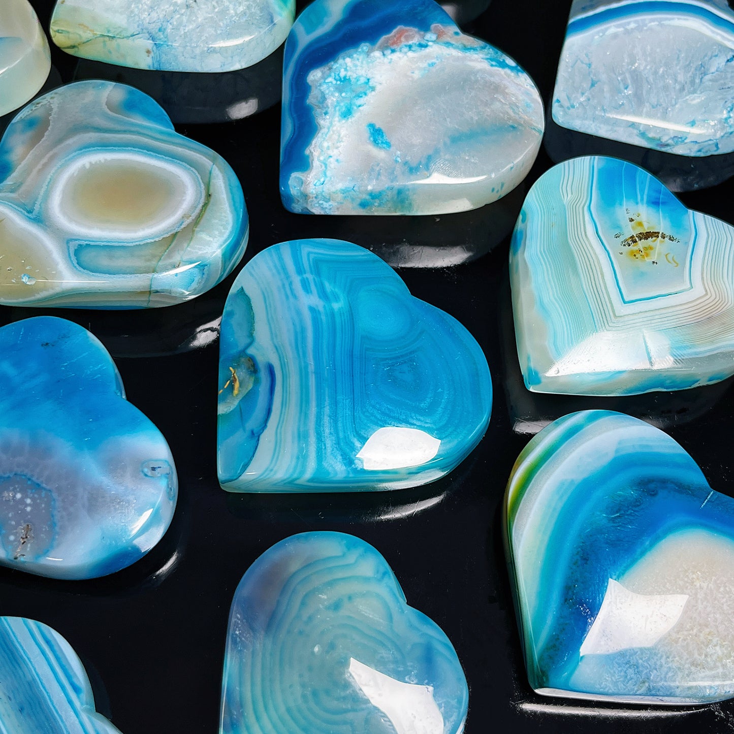 Natural Blue wrapped agate heart Heal ing Gemstone Home Decor