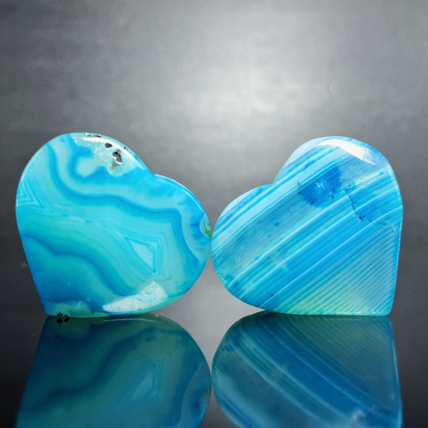 Natural Blue wrapped agate heart Heal ing Gemstone Home Decor