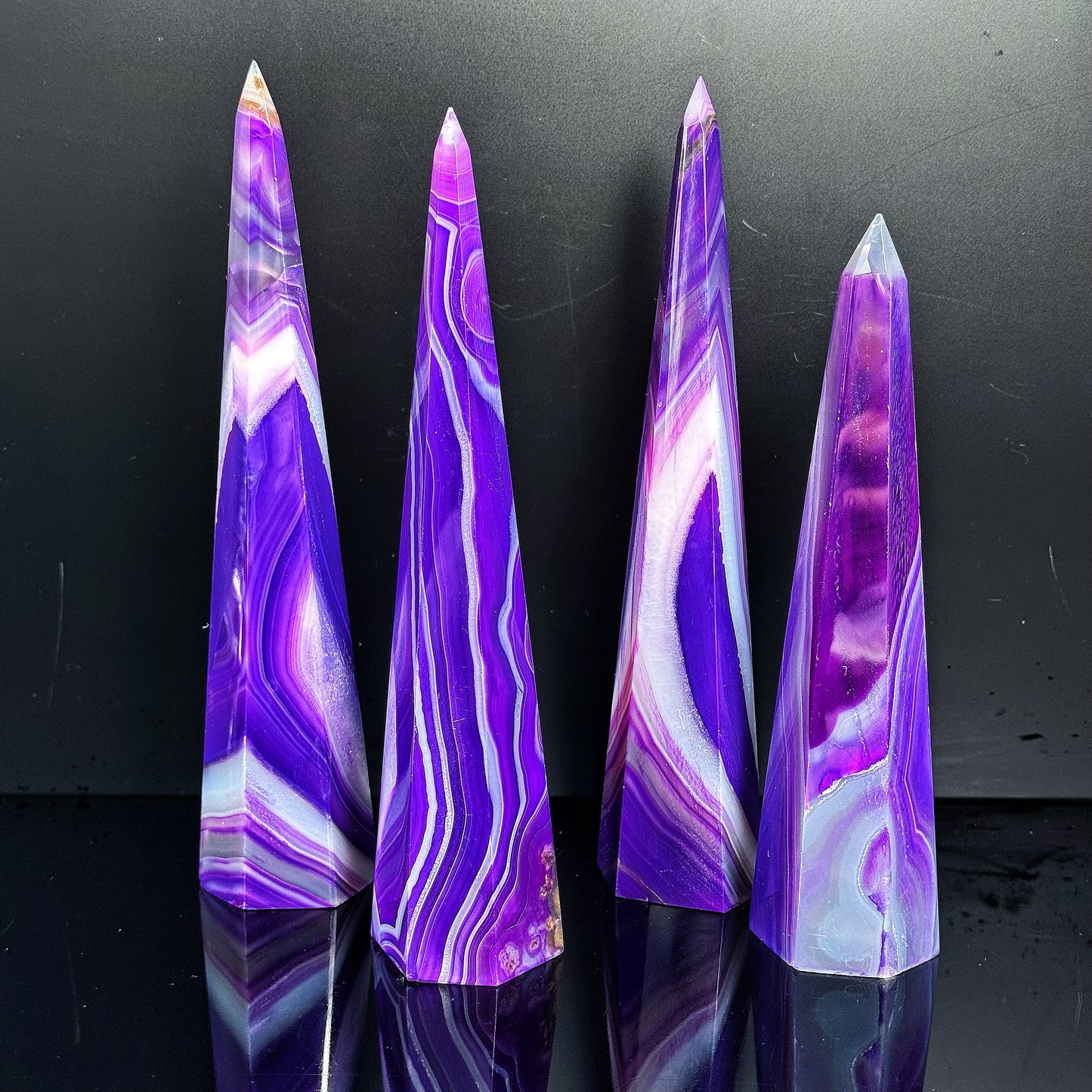 Natural  Purple wrapped agate tower Heal ing Gemstone Home Decor