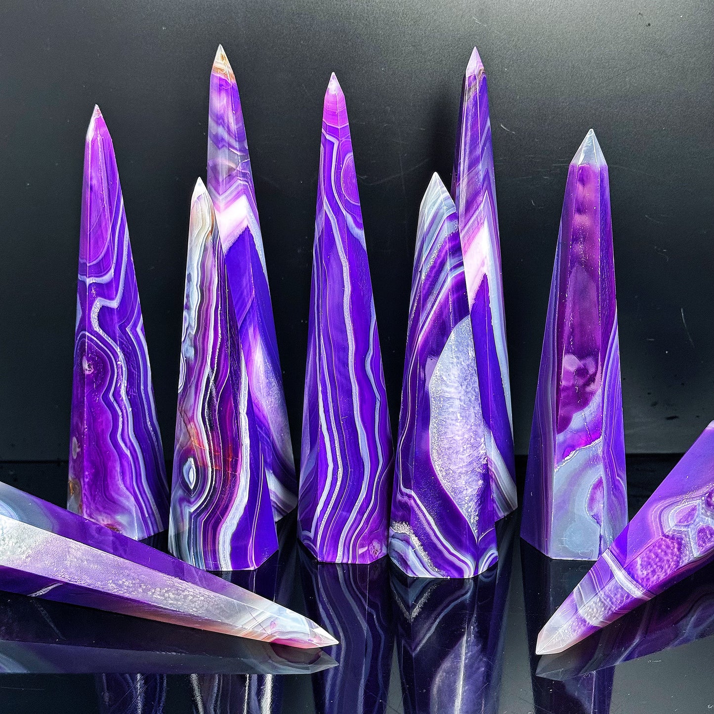 Natural  Purple wrapped agate tower Heal ing Gemstone Home Decor