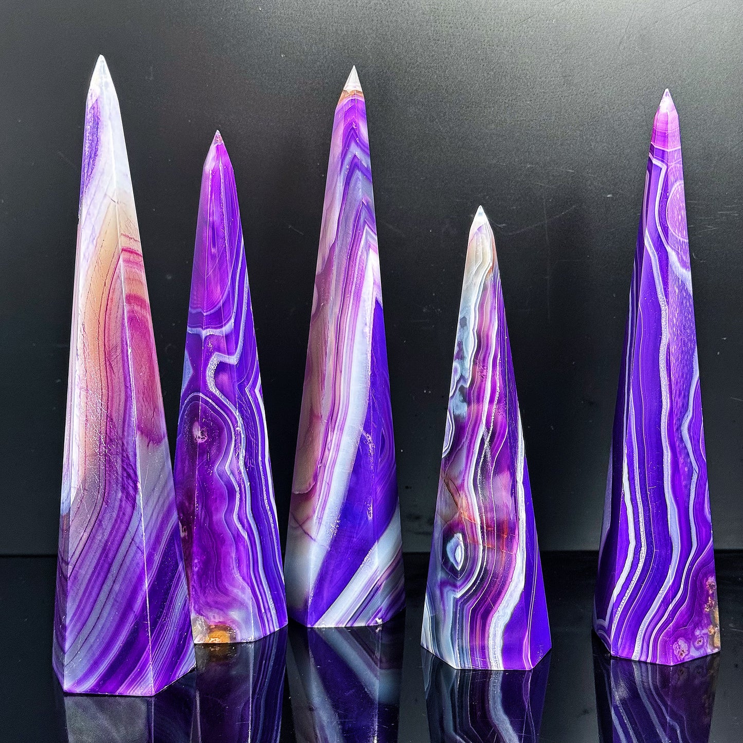 Natural  Purple wrapped agate tower Heal ing Gemstone Home Decor