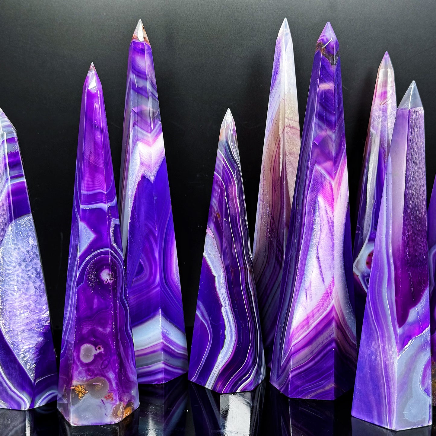 Natural  Purple wrapped agate tower Heal ing Gemstone Home Decor