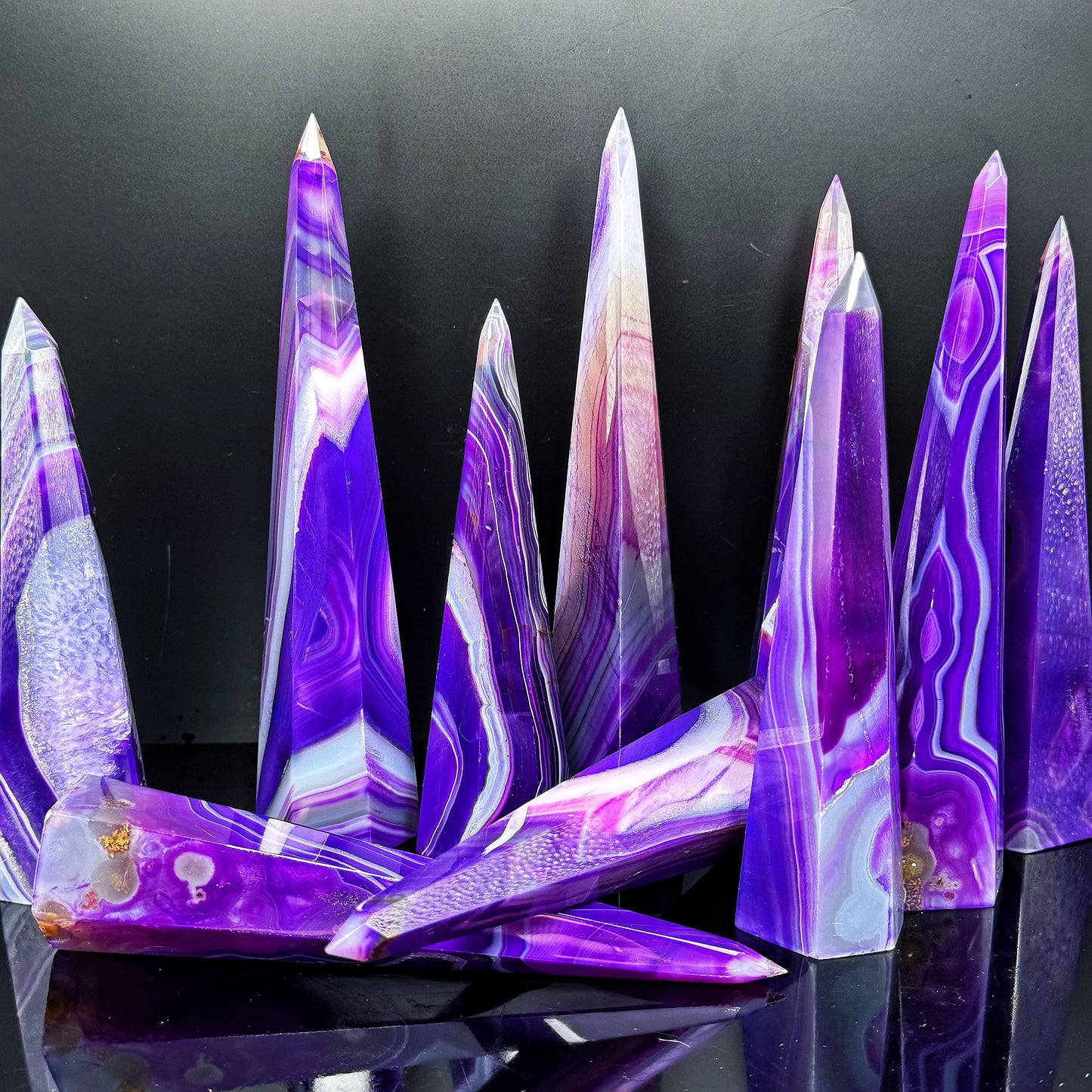 Natural  Purple wrapped agate tower Heal ing Gemstone Home Decor