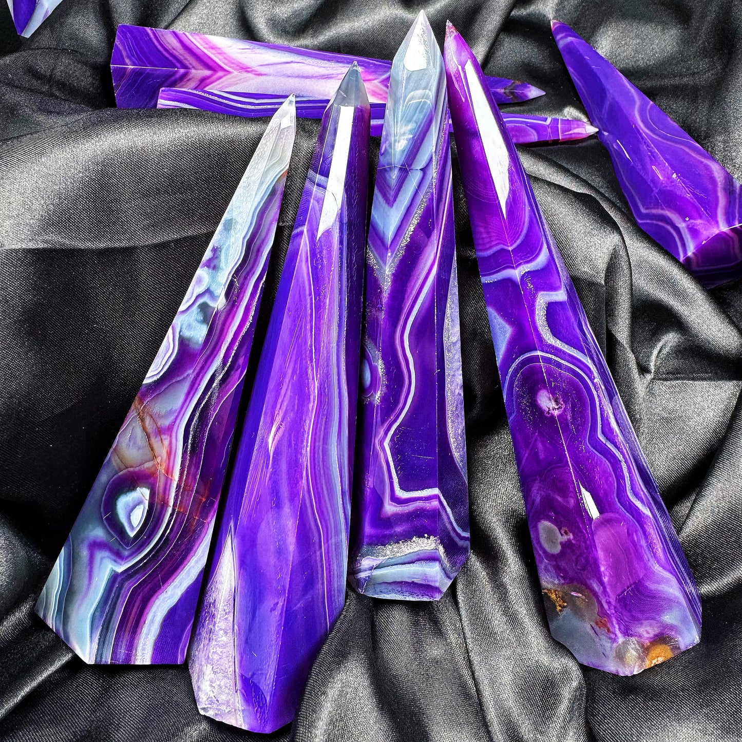 Natural  Purple wrapped agate tower Heal ing Gemstone Home Decor