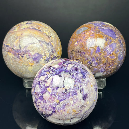 Natural Purple fluorite root stone ball Heal ing Gemstone Home Decor
