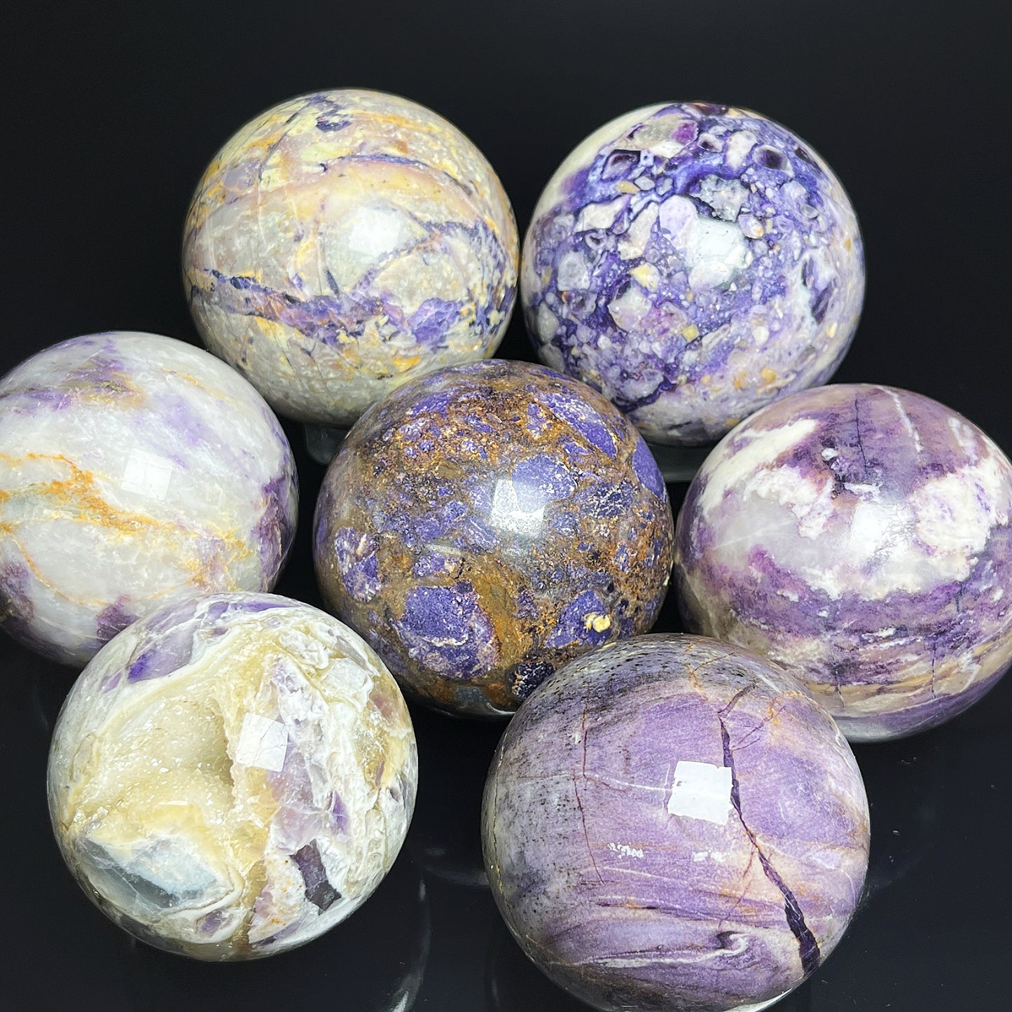 Natural Purple fluorite root stone ball Heal ing Gemstone Home Decor
