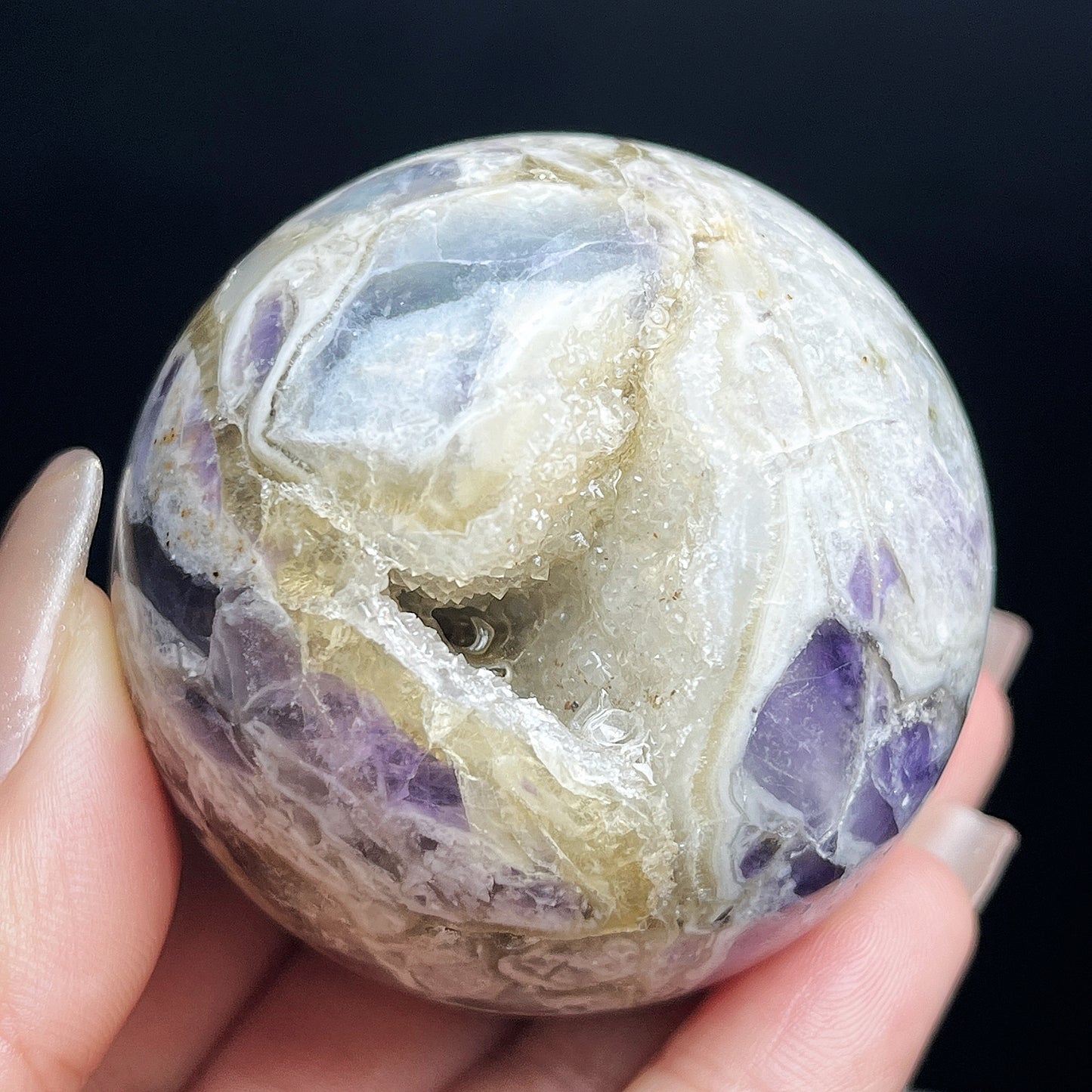 Natural Purple fluorite root stone ball Heal ing Gemstone Home Decor