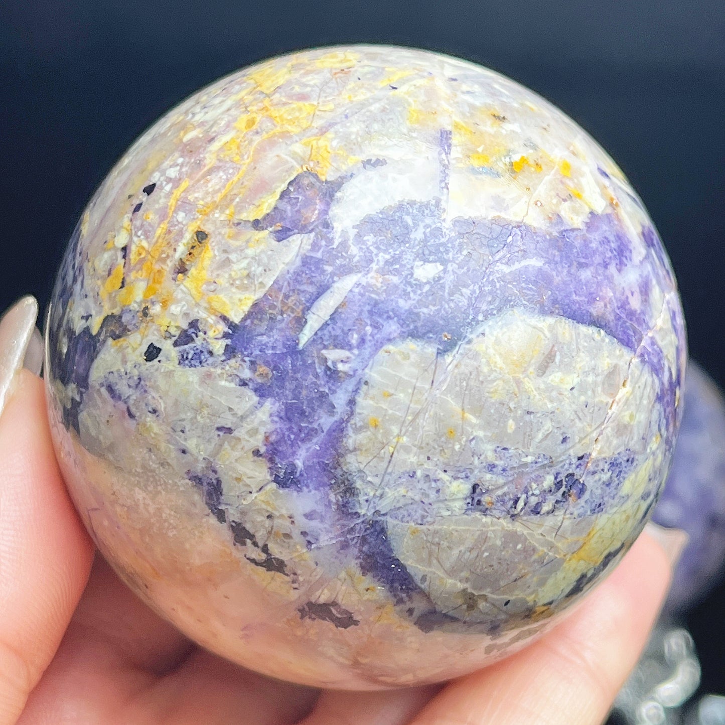 Natural Purple fluorite root stone ball Heal ing Gemstone Home Decor