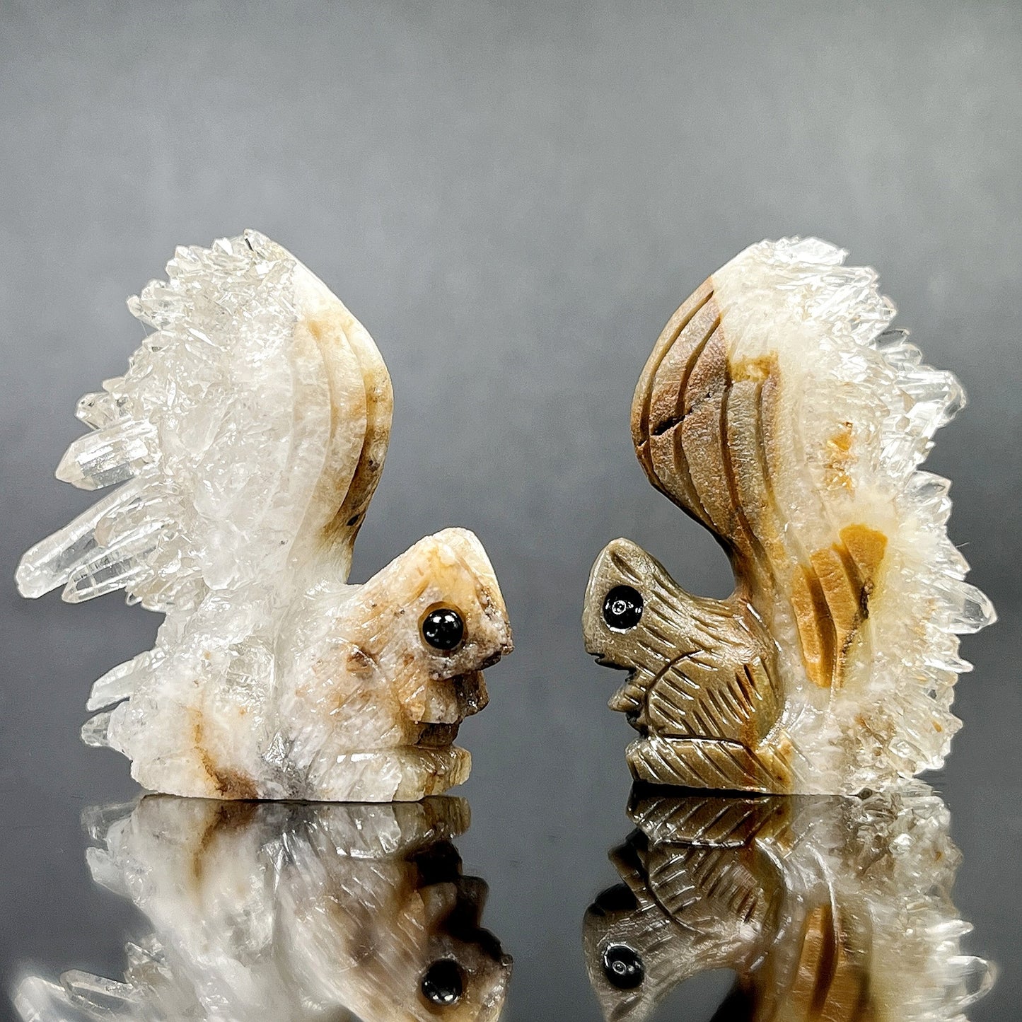 Natural Crystal cluster carving piece Little Squirrel Heal ing Gemstone Home Decor