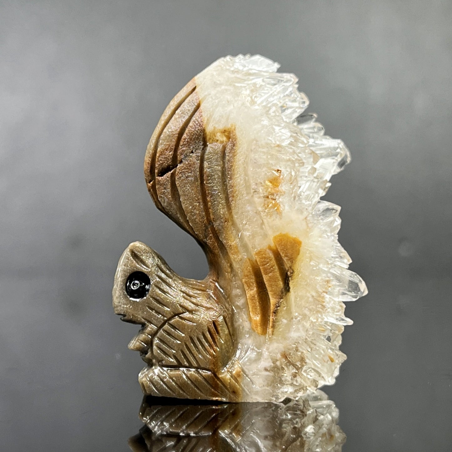 Natural Crystal cluster carving piece Little Squirrel Heal ing Gemstone Home Decor