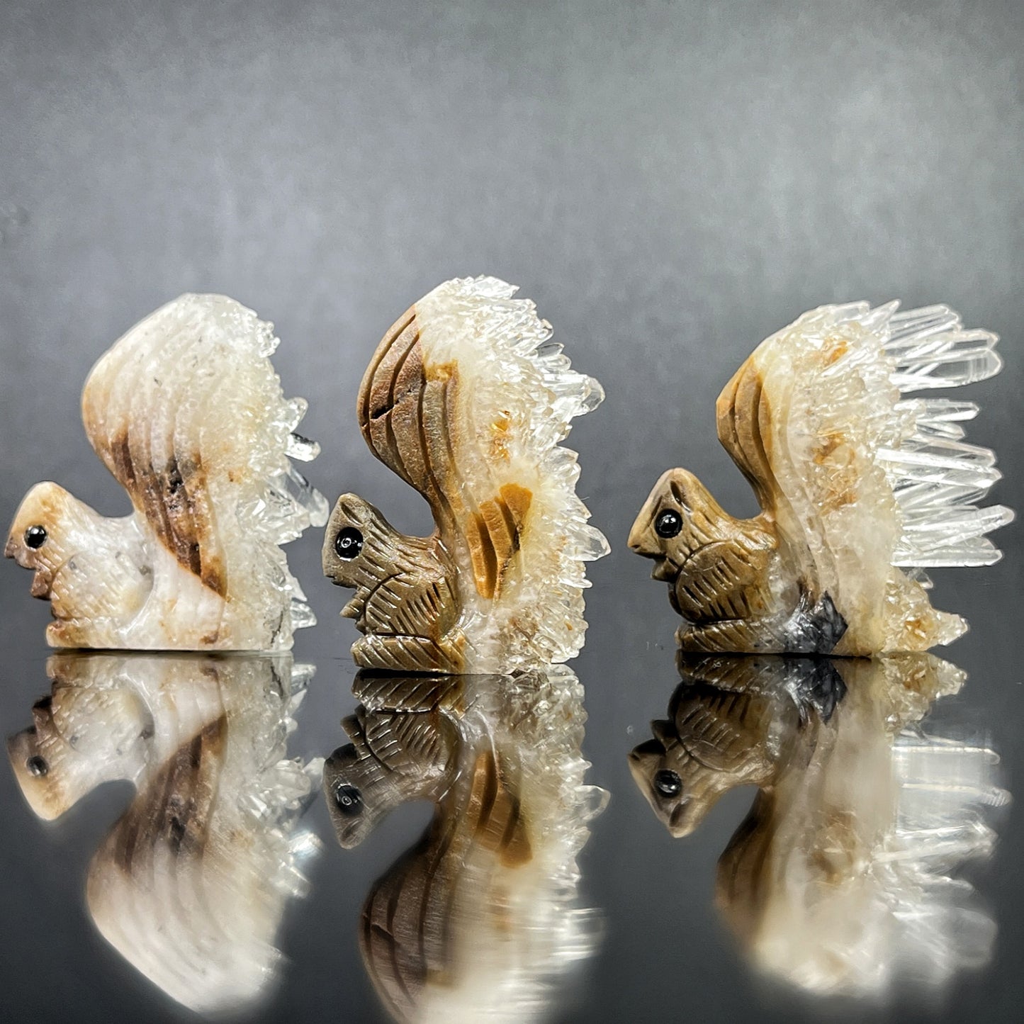 Natural Crystal cluster carving piece Little Squirrel Heal ing Gemstone Home Decor