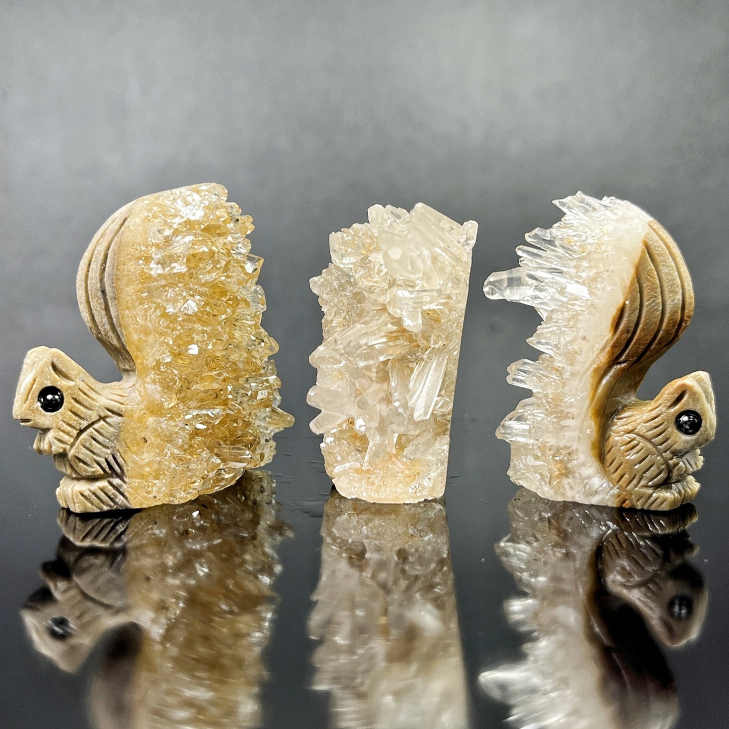 Natural Crystal cluster carving piece Little Squirrel Heal ing Gemstone Home Decor