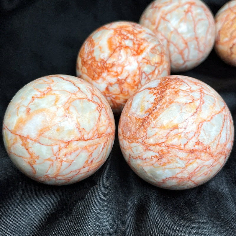Natural Red Network Stone Ball Heal ing Gemstone Home Decor