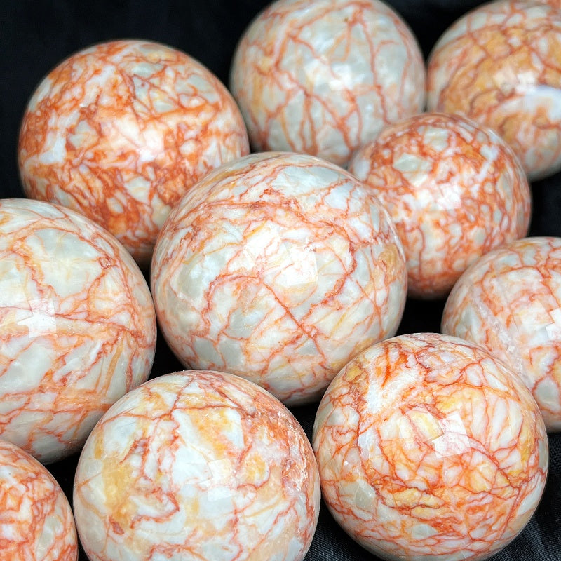 Natural Red Network Stone Ball Heal ing Gemstone Home Decor